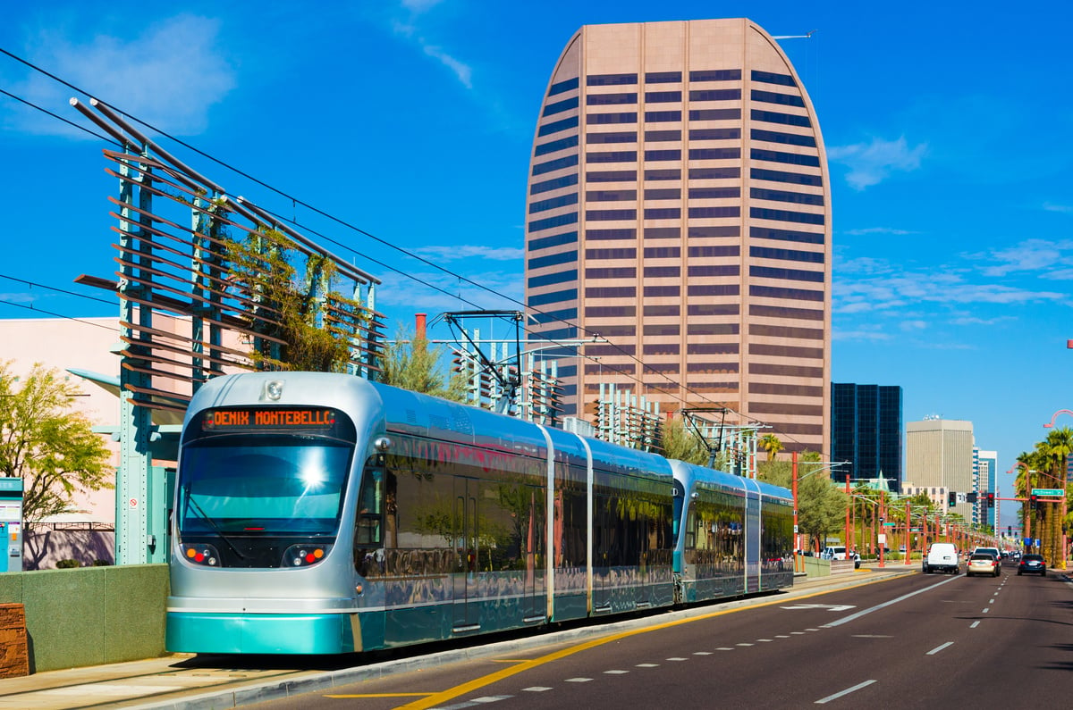 Phoenix Metro Light Rail train and Midtown